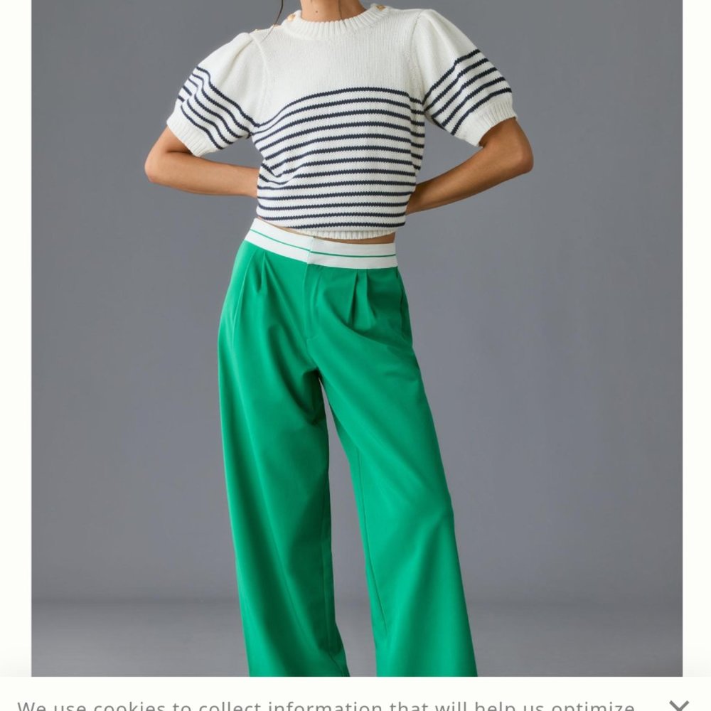 WAYF Anthropologie Green Wide leg pants, NWTs